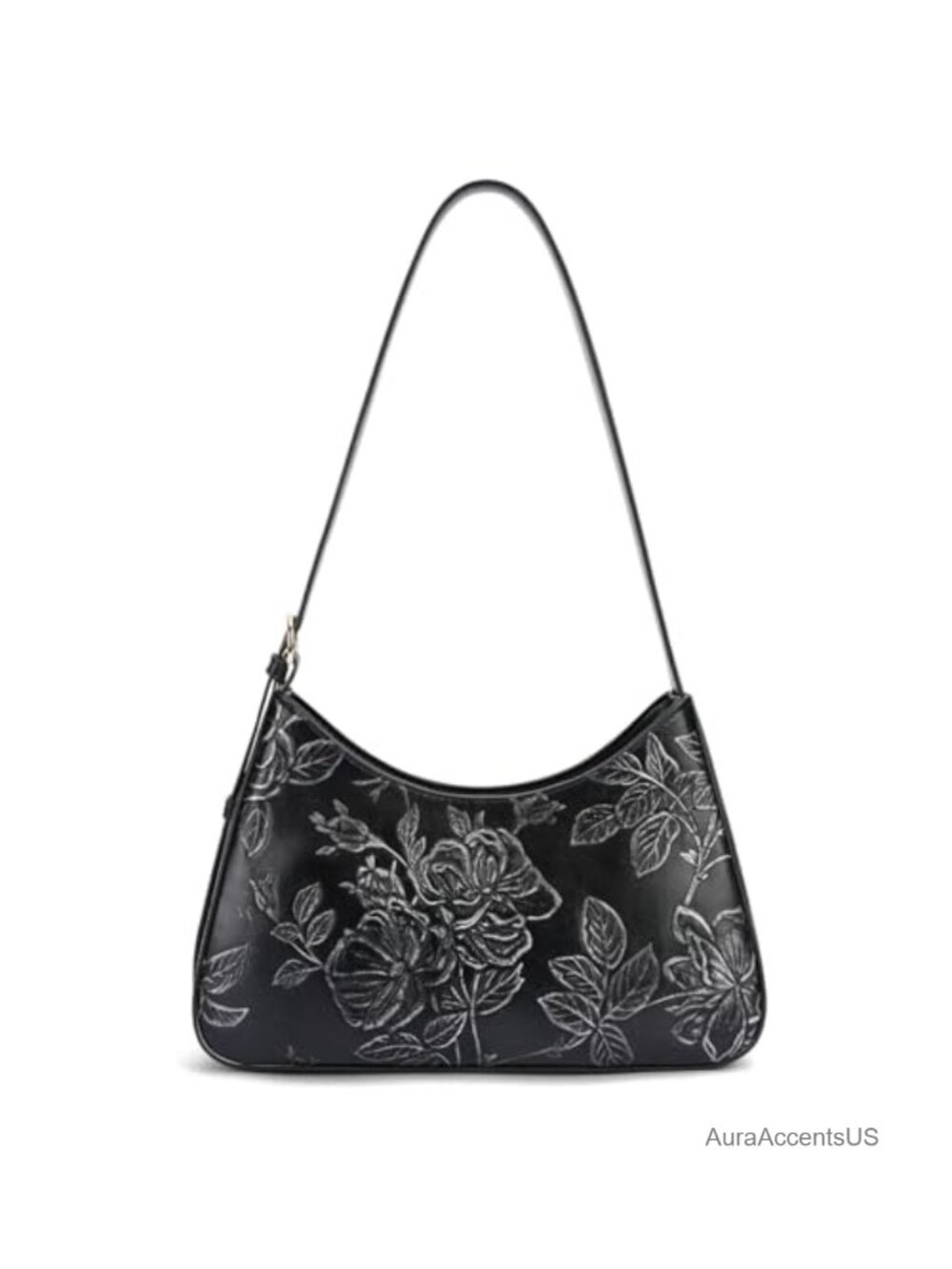 Vegan Leather Crescent Hobo Shoulder Bag Clutch Underarm Purse Embossed